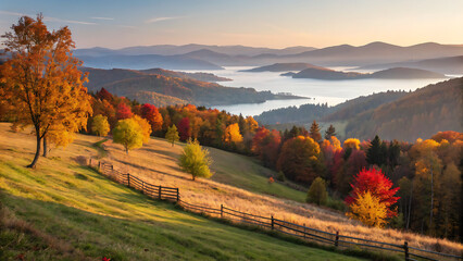 autumn landscape with mountains