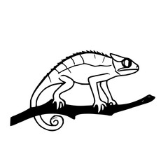 Minimalist chameleon illustration with clean modern lines, perfect for wildlife graphics, stickers, logos, nature themes, and digital design projects.