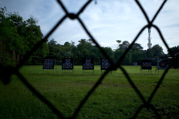 The archery targets, bulls eyes on a field match in Yogyakarta, Indonesia