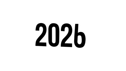 2026b Year Black 3D Text on White Background 