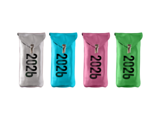 Four Colorful Pouches with 2026b Text on White Background