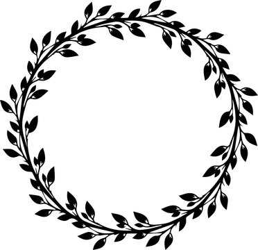 Elegant leafy wreath design element for invitations and monograms, a natural circular border for sophisticated branding and botanical creations