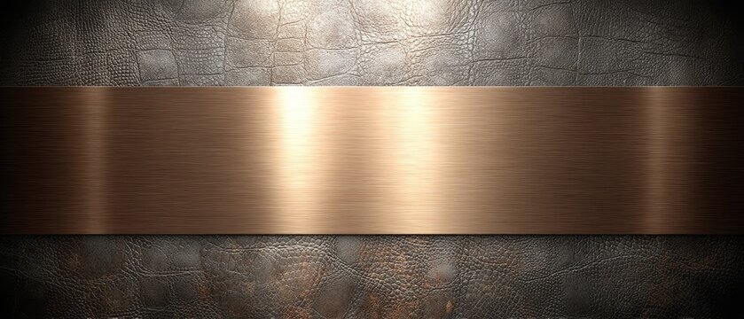 Copper crocodile skin background texture with a smooth metallic strip for design and decoration purposes in various settings