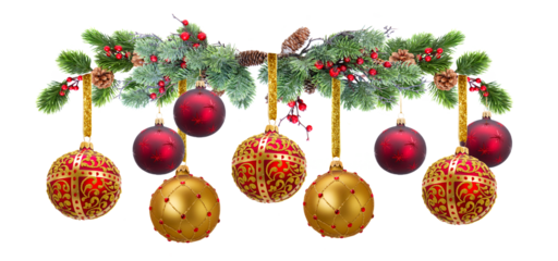 Christmas garland isolated on transparent background 