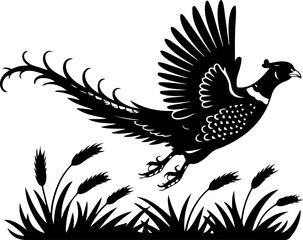 Flying pheasant bird silhouette vector illustration