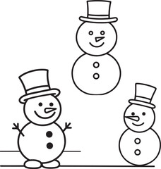 set of snowman, set of snowmen, snowman, christmas, winter, snow, holiday, cold, hat, carrot, xmas, vector, cartoon, december, smile, ice, decoration, snowball, celebration, season