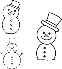 set of snowman, set of snowmen, snowman, christmas, winter, snow, holiday, cold, hat, carrot, xmas, vector, cartoon, december, smile, ice, decoration, snowball, celebration, season