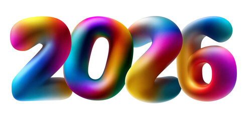 Happy New Year 2026 colorful illustration.