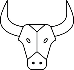 bull head icon line art vector illustration on transparent background