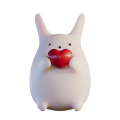 Valentine Cute Rabbit Character Front View