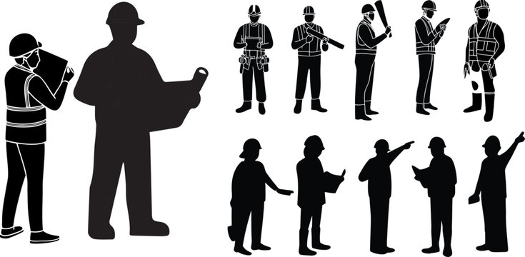 People in cores Architects and construction workers people in specific editable rows