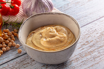 Organic homemade hummus creamy snack