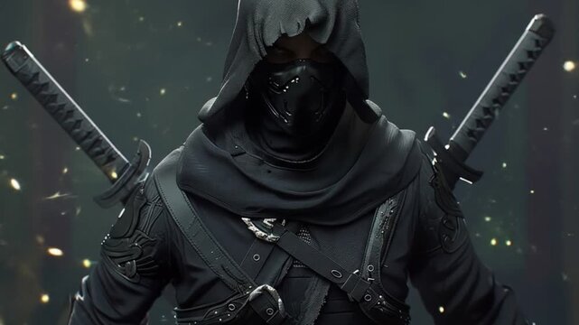 3d game character stealth assassin in black Videos