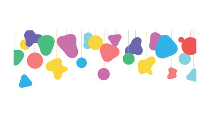Abstract Hanging Shapes: Colorful and abstract shapes of various forms and sizes gracefully dangle, creating a whimsical and vibrant display of geometric artistry.