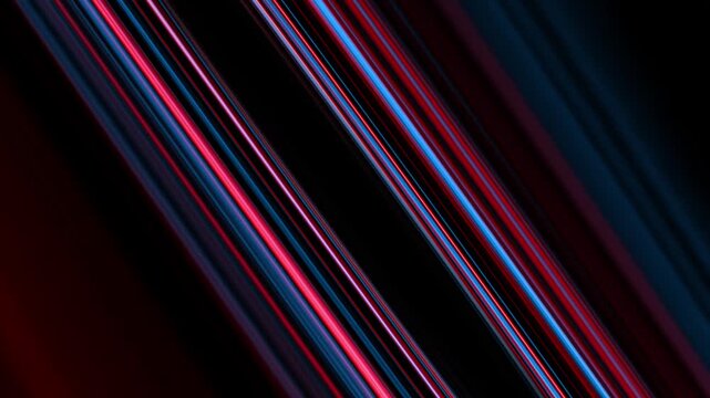 Dynamic neon diagonal stripes with bright glowing speed lines shifting across a black digital background, delivering a bold abstract motion effect great for visualizers, cyberpunk themes, high-tech gr