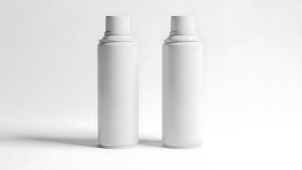 Two identical white spray bottles standing side by side on a white background.