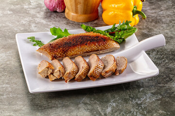 Roasted duck breast with slices