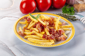 French fry potato with bacon
