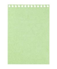 Fototapeta premium Green blank notepad paper with texture, isolated on transparent background. Office blank paper concept