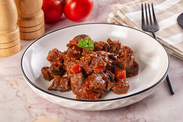 Hungarian goulash with beef meat