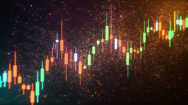 Colorful candlestick chart representation animation