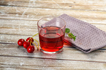 Sweet cherry juice in the glass