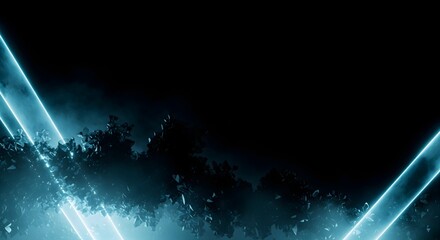 Abstract blue light energy design with bright stars in the night galaxy and water drops