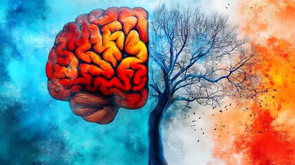 Conceptual brain and bare tree duality high resolution image