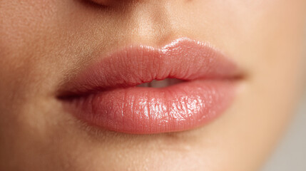 Close up of woman lips with natural shape - Model by AI generative