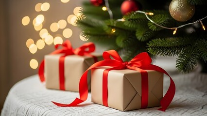 christmas tree with gift boxes