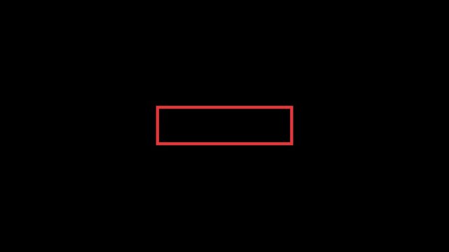 Minimalist red rectangle outline centered on a solid black background for graphic design use