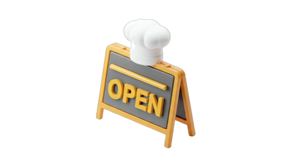 Chef's Open Sign with Hat - Restaurant Concept