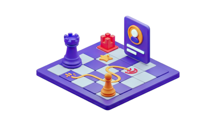 Chess game with user profile concept illustration