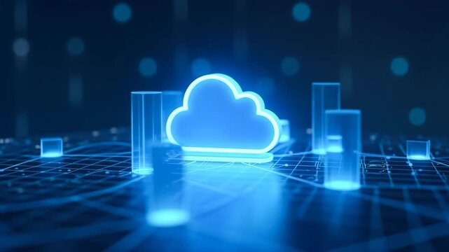 Abstract cloud computing and digital data concept composition