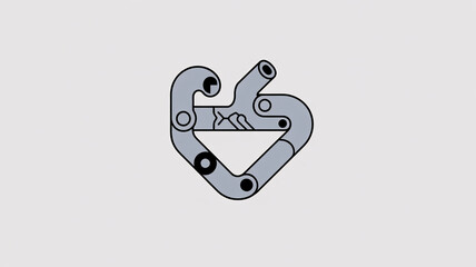 Fototapeta premium Mechanical heart shaped object with pipes and joints