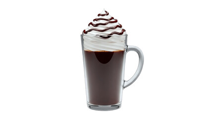 Chocolate Coffee Drink with Whipped Cream on White