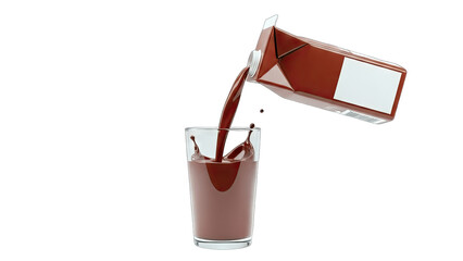 Chocolate Milk Pouring into Glass - Refreshment Concept
