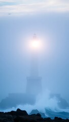 Generative AI Depiction of a Futuristic Cityscape Surrounded by Oceanic Cloud Cover with a Tower