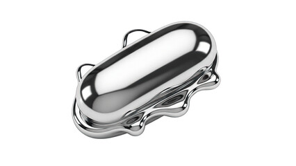 Chrome Serving Dish Isolated on White Background