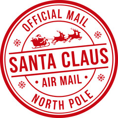 North Pole Air Mail. Santa Claus Air Mail Christmas Stamp for Gifts, Presents, Toys, Greetings. SVG.  © Väike Studio