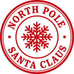 North Pole - Santa Claus Christmas Stamp for Gifts, Presents, Toys, Greetings. SVG. 