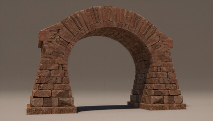 Displaying semicircular arch resting on plinths in studio, with mortar joints and shadow