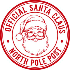 North Pole Post. Santa Claus Christmas Stamp for Gifts, Presents, Toys, Greetings. SVG. © Väike Studio