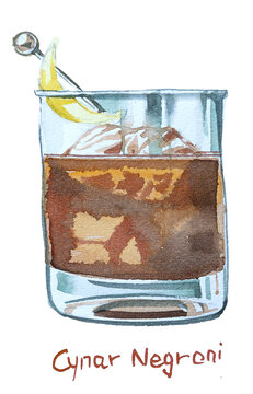 Glass with Cynar Negroni Smash cocktail
