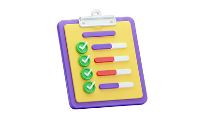 Clipboard with Progress Bars and Checkmarks - Task Completion