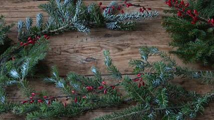Christmas tree branches and decorations