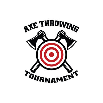 Axe throwing tournament logo circle emblem vector isolated. Best for axe throwing sport related industry
