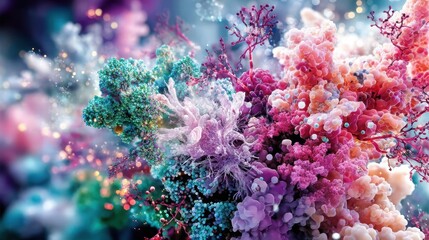 Obraz premium Vibrant Underwater Coral Reef with Abstract Colors and Textures