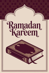 Ramadan Kareem Greeting with Quran and Islamic design