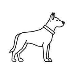 Standing dog outline Vector minimal pet icon Canine profile drawing collar Simple graphic petcare loyalty design